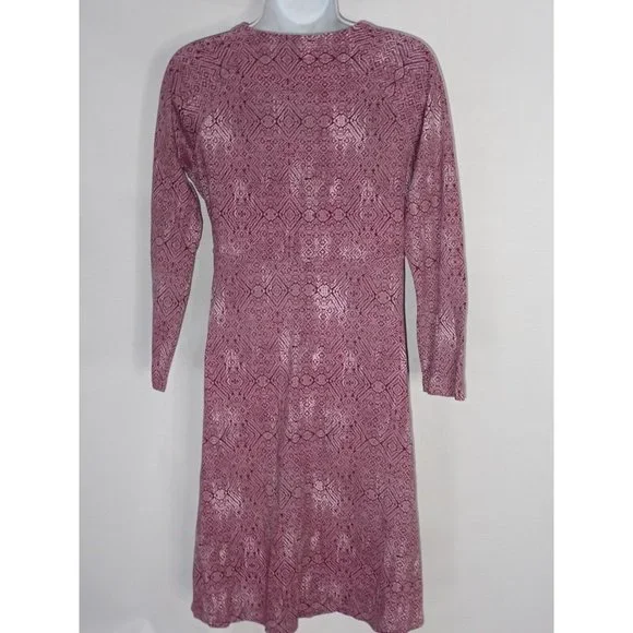 Patagonia Long Sleeve Dress Women S Pink Purple Cross Front Organic‎ Cotton - Picture 4 of 5